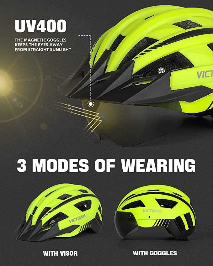 Nowy kask rowerowy VICTGOAL / magnetyczne okulary / MTB ! M ! 1316!