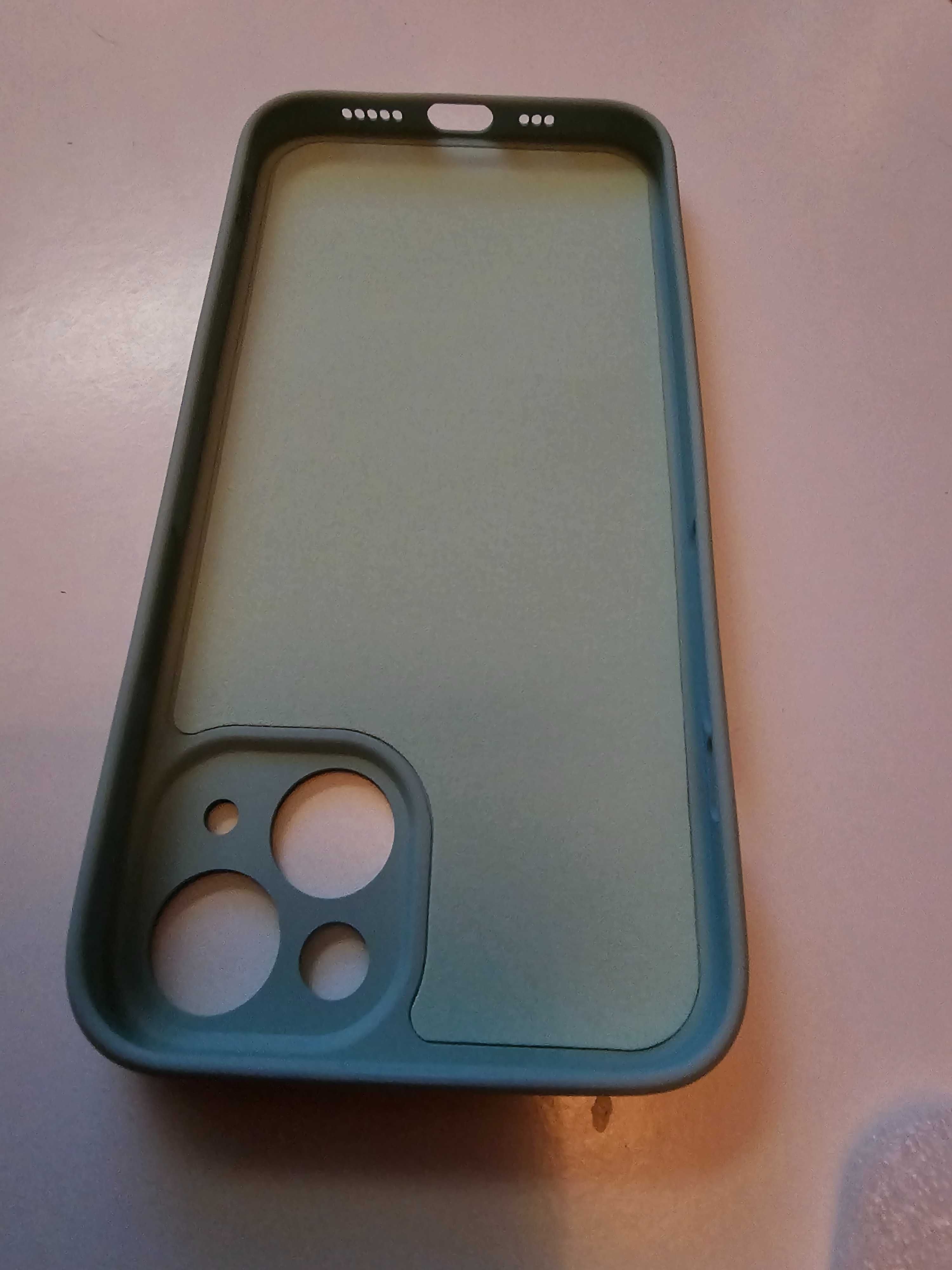Etui iPhone 14 silikonowe + szkło hartowane Miękkie, kolor mięta