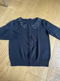 Sweter czarny zapinany, kolorowe szkiełka, RESERVED, r.116,5-6 lat
