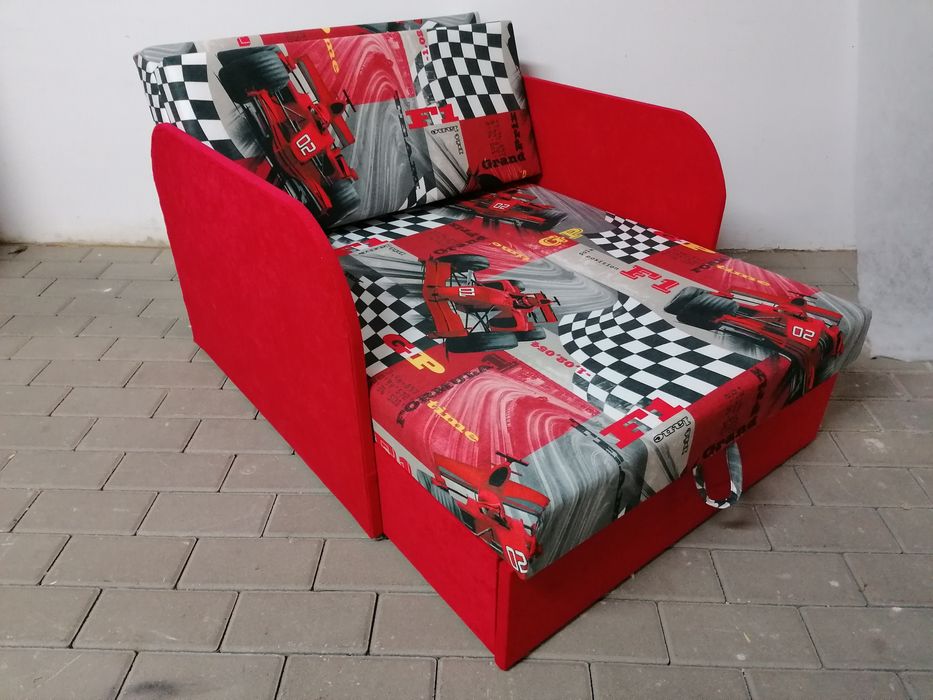 Sofa tapczan lozko fotelik dla dzieci z funkcja spania i pojemnikiem