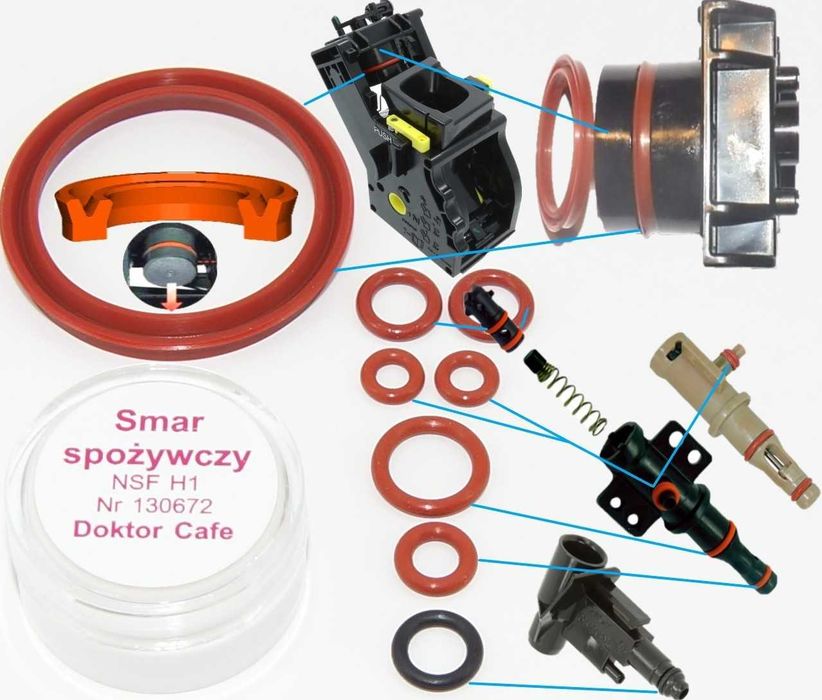 Zestaw uszczelki smar odkamieniac EP Philips Saeco Sup HD SM RI Gaggia