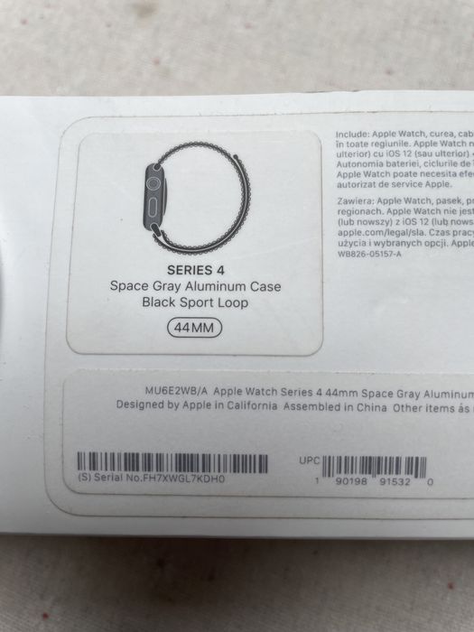 Apple Watch 4 44mm gwiezdna szarość USZKODZONY