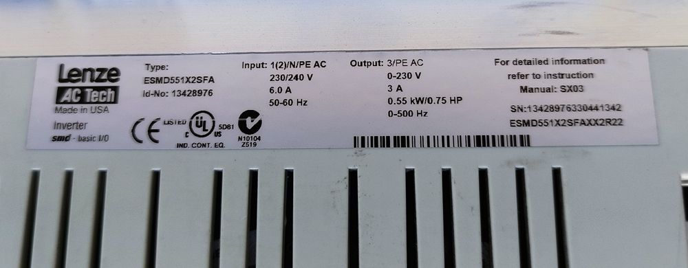 Falownik LENZE 0.55kw 230V