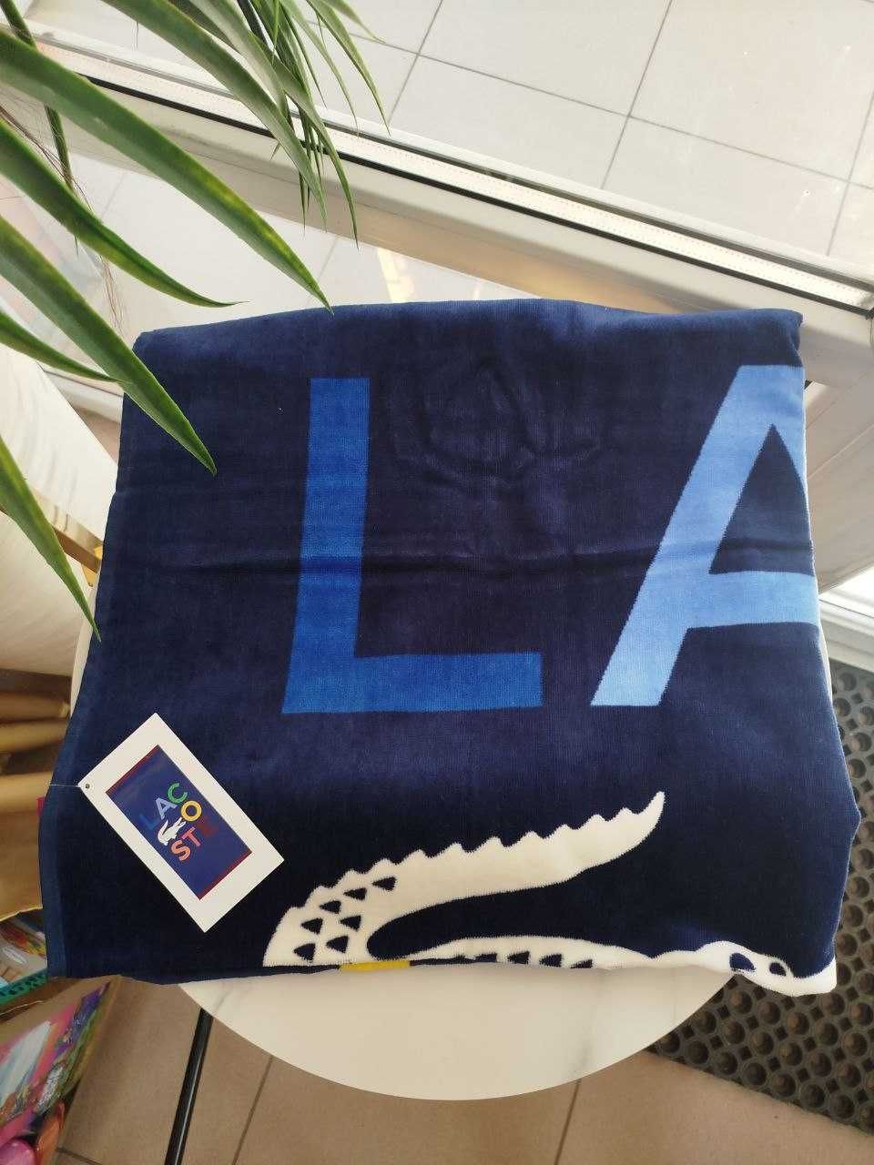 Рушник махровий пляжний великий 91см×182см lacoste ассорт