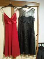 sukienka czerwona+szal mieniąca się, czarna nowa; wesele/bal od 65zł