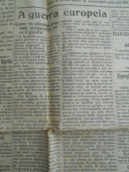 RARO lote de 24 jornais centenários do "Echos do Minho". Março de 1916