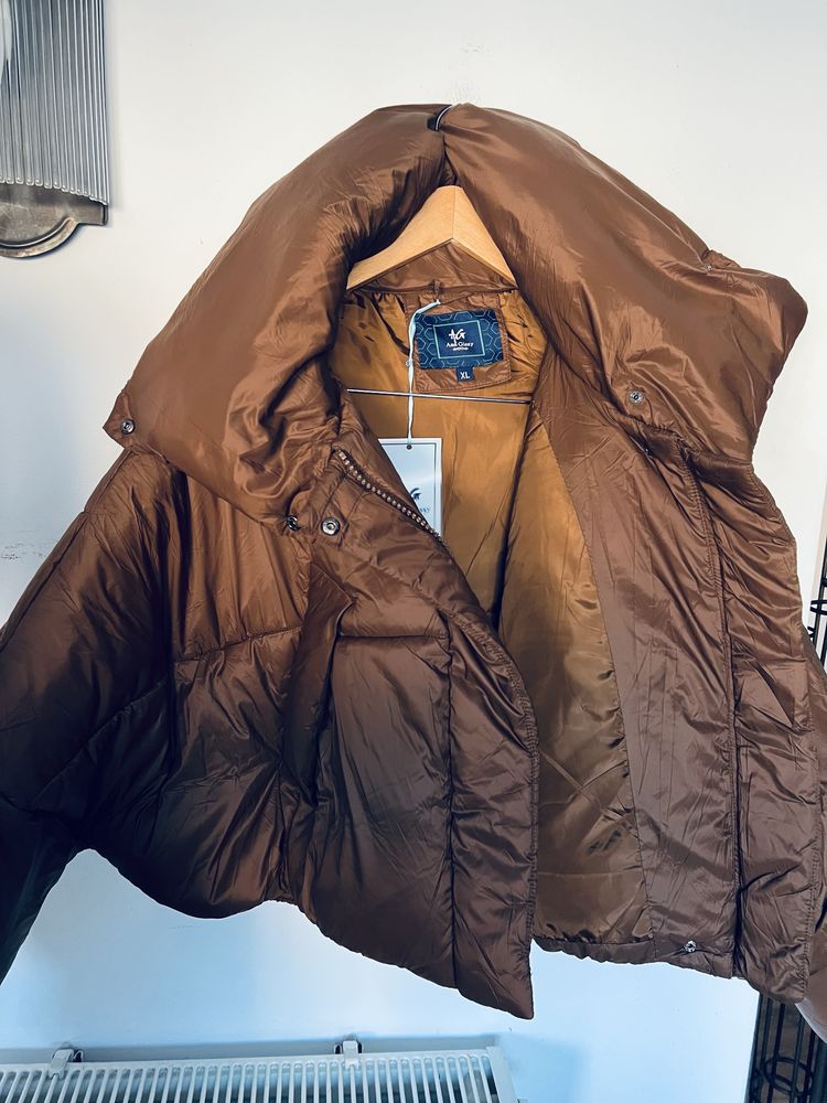 Ann Gissy xl krótka szeroka kurtka zimowa brązowa nowa xl