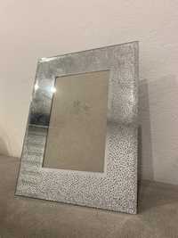 Srebrna lustrzana ze zdobieniami ramka na zdjecie fotografię 10x15cm