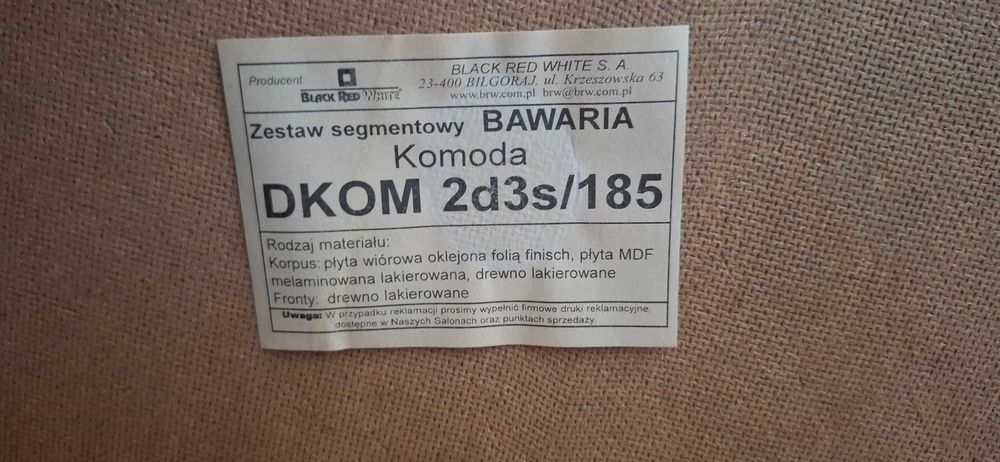 Komoda BRW Bawaria kolor Orzech Duża