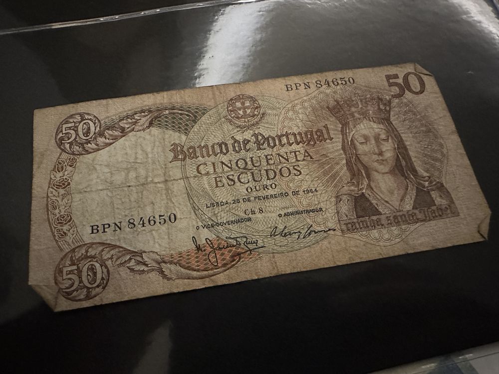 Nota banco Portugal 50 escudos ouro