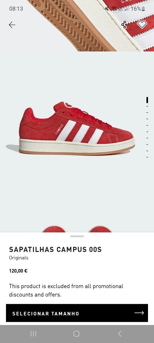 Adidas campus 00 vermelhos