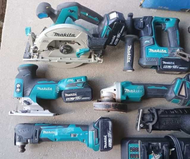 Elektronarzędzia Makita 18 V 7 sztuk + 7 Aku 5,0 ah