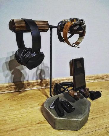 Stojak na słuchawki loft industrial  handmade