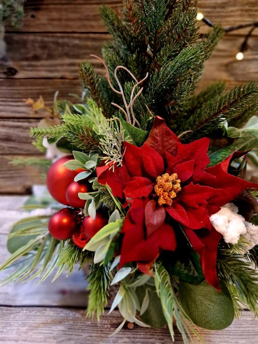 Stroik świąteczny zimowy na cmentarz nagrobek