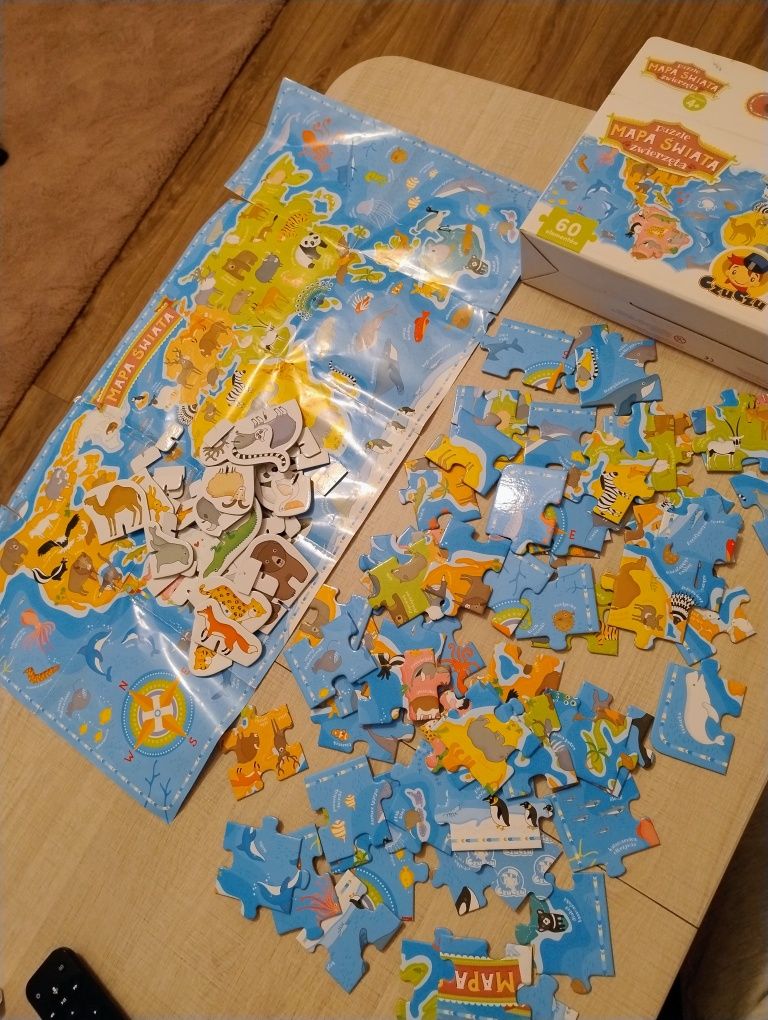 Puzzle Czu Czu Mapa Świata Zwierząt 4+ 60 elementów 64x32 stan idealny