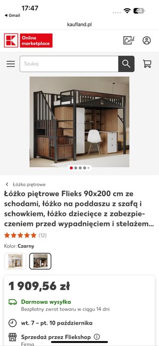 łóżko dla nastolatka.