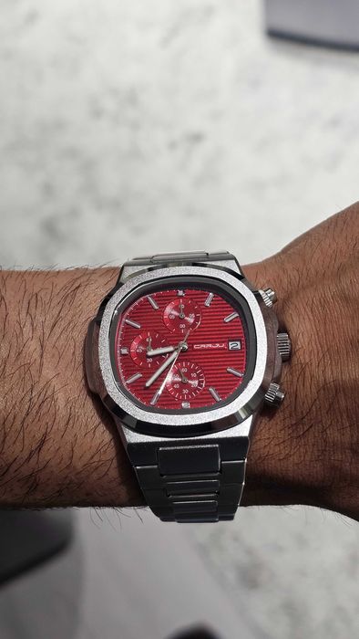 Relógio Vermelho Quartz Cronógrafo