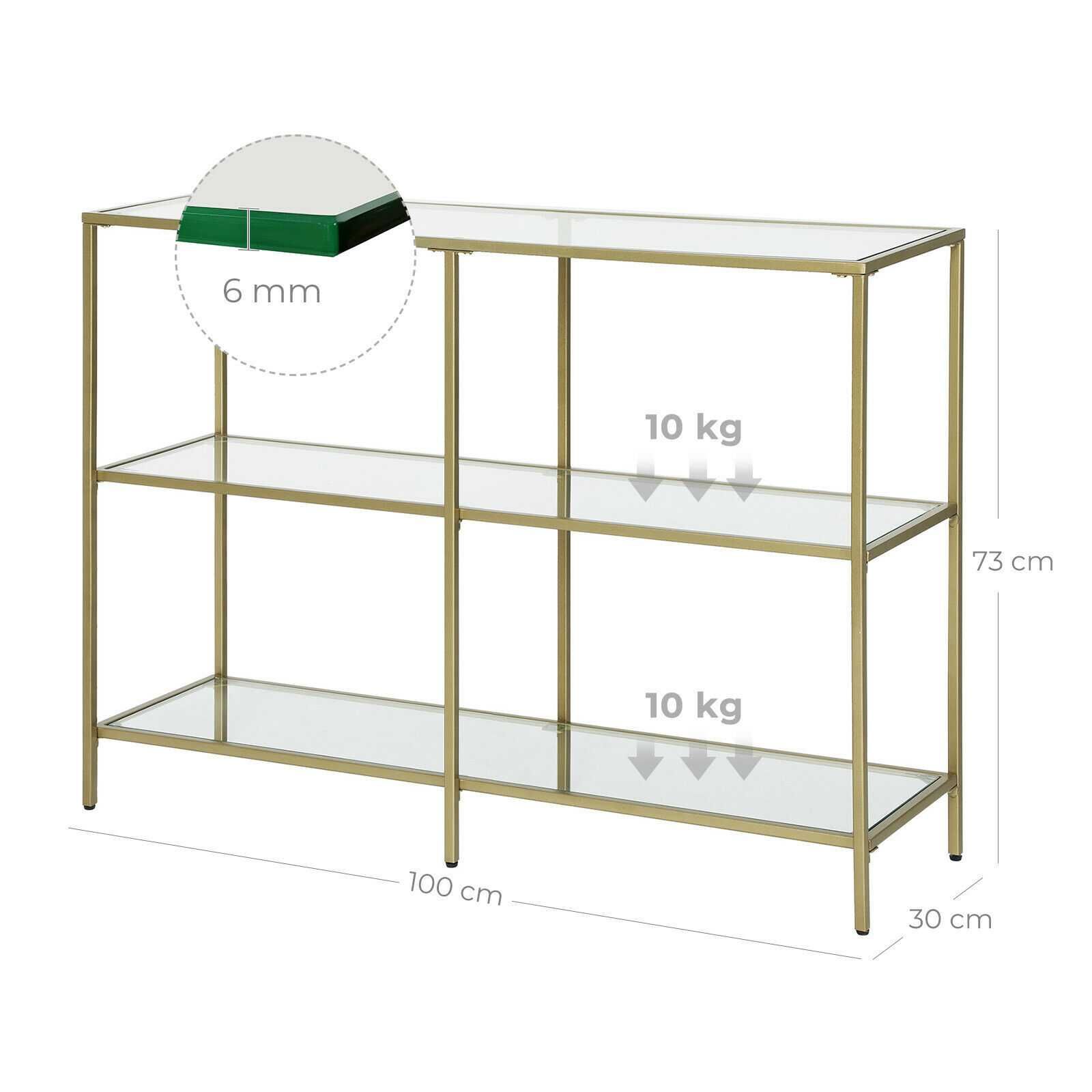 Konsola złota matowa 100 x 73 x 30cm glamour stolik szklany