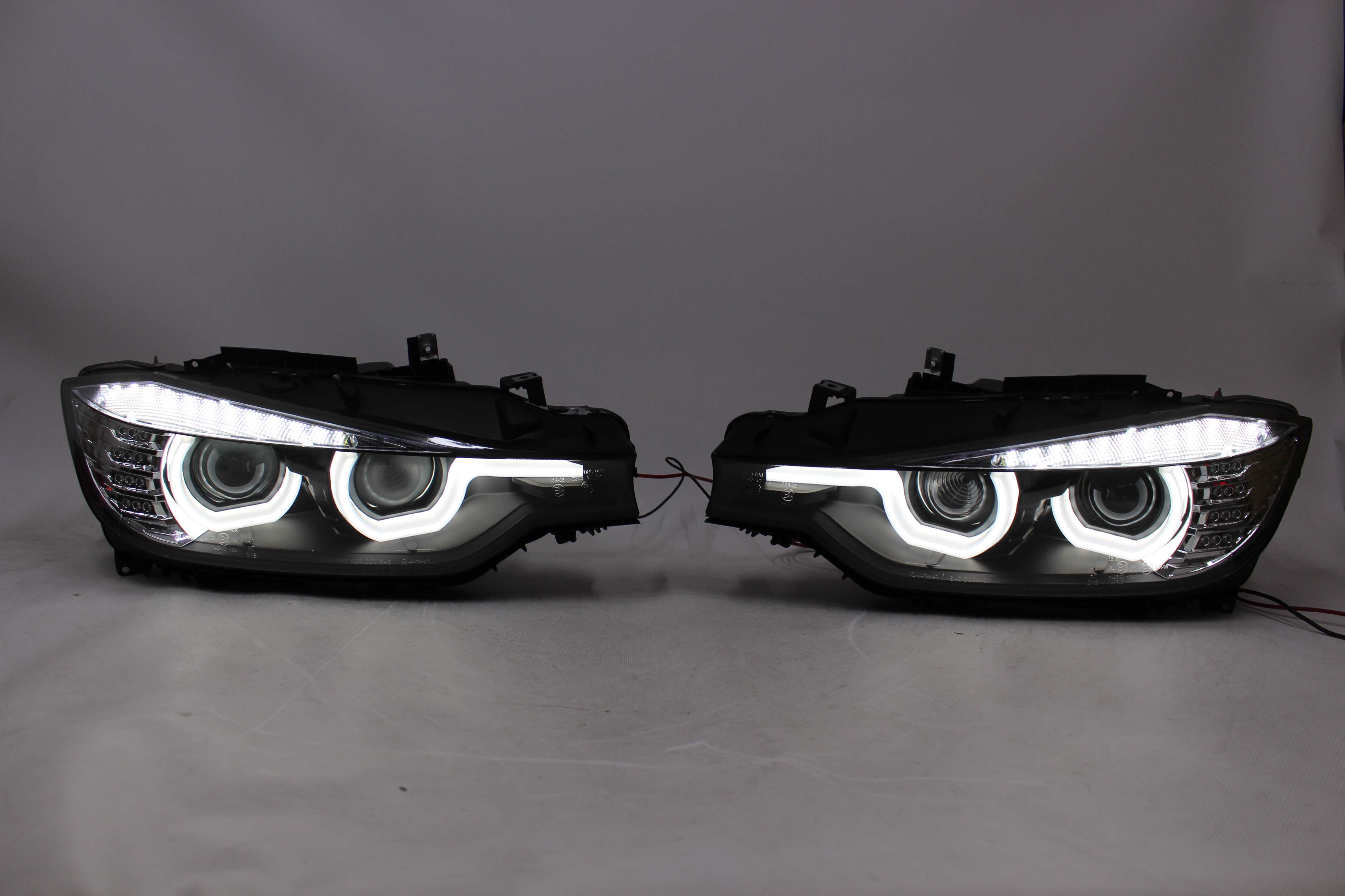 Lampy przednie przód BMW F30 11-15 LED U-BAR NEON Xenon D1S RINGI IGŁA