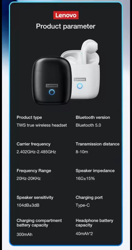 Słuchawki bluetooth Lenovo LP50. Jak nowe. Wysyłka OLX