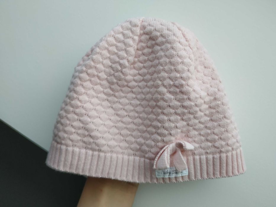 Czapka bawełniana na wiosnę pudrowy róż h&m