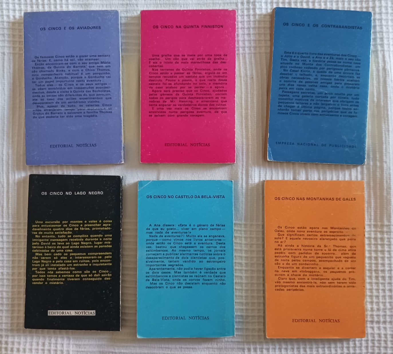 Lote de 6 livros da coleção "Os Cinco" de Enyd Blyton