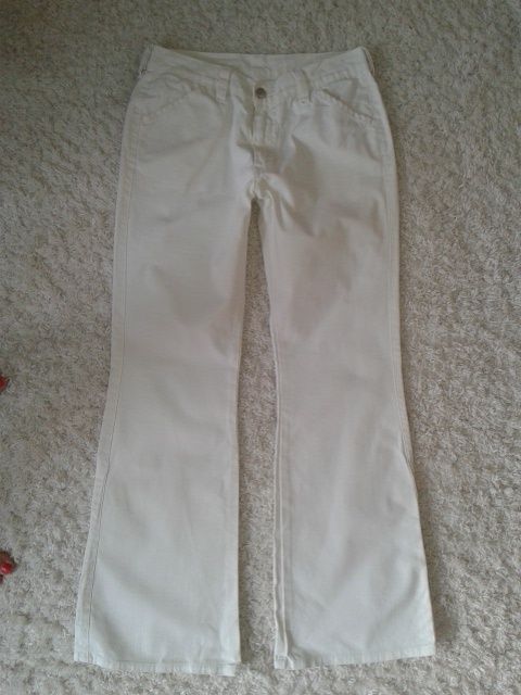 Spodnie dzwony białe bawełna M-L