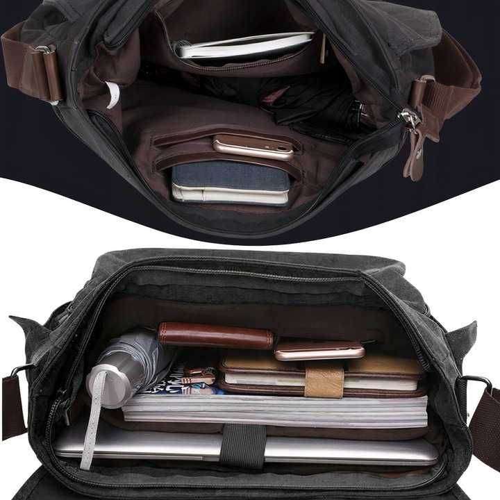 TORBA Męska do Pracy Aktówka A4 Na ramię laptopa listonoszka podróżna