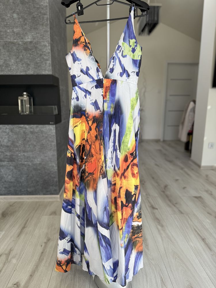 Wzorzysta sukienka maxi z dekoltem XL New Imperial