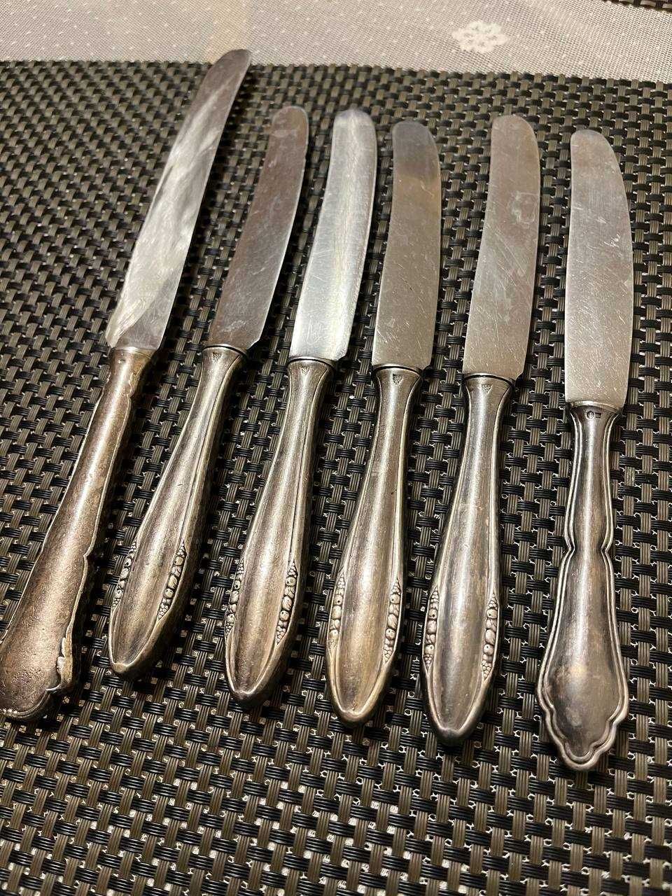 Мельхіорові ножі, посріблення, Германія, Клеймо: WFM 100, BSF 90,