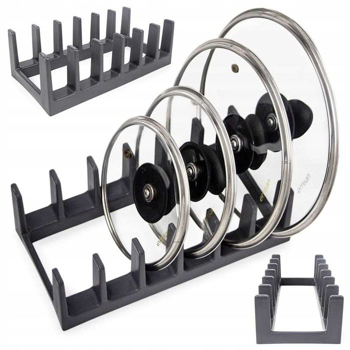 Stojak pokrywki talerze organizer kuchenny czarny