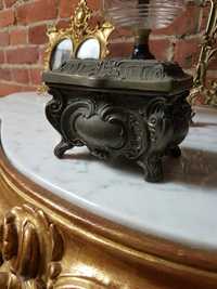 Szkatułka z brązu stara zabytkowa antyk barok
