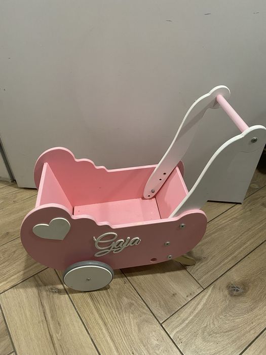 Wózek dla lalek drewniany różowy