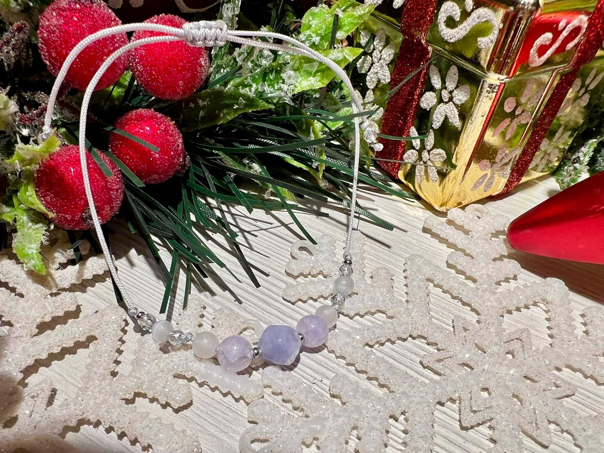 Bransoletka kamienie naturalne - Turmalin - Jadeit - Angelit - Selenit