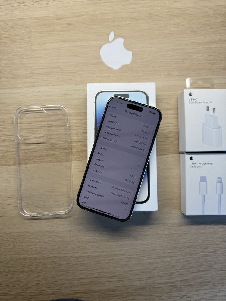 iPhone 14 Pro 128gb srebnry bateria 100% komplet