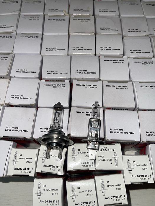 НИЗЬКА ЦІНА! Лампа галогенова для авто Н7 24 ВОЛЬТ, H1 12 ВОЛЬТ