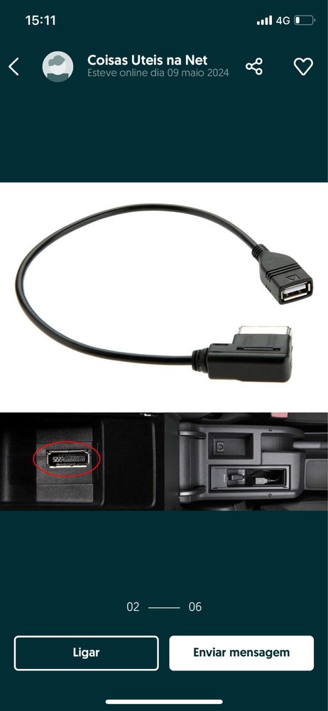 Cabo AUX Audio mdi mmi ami p/usb