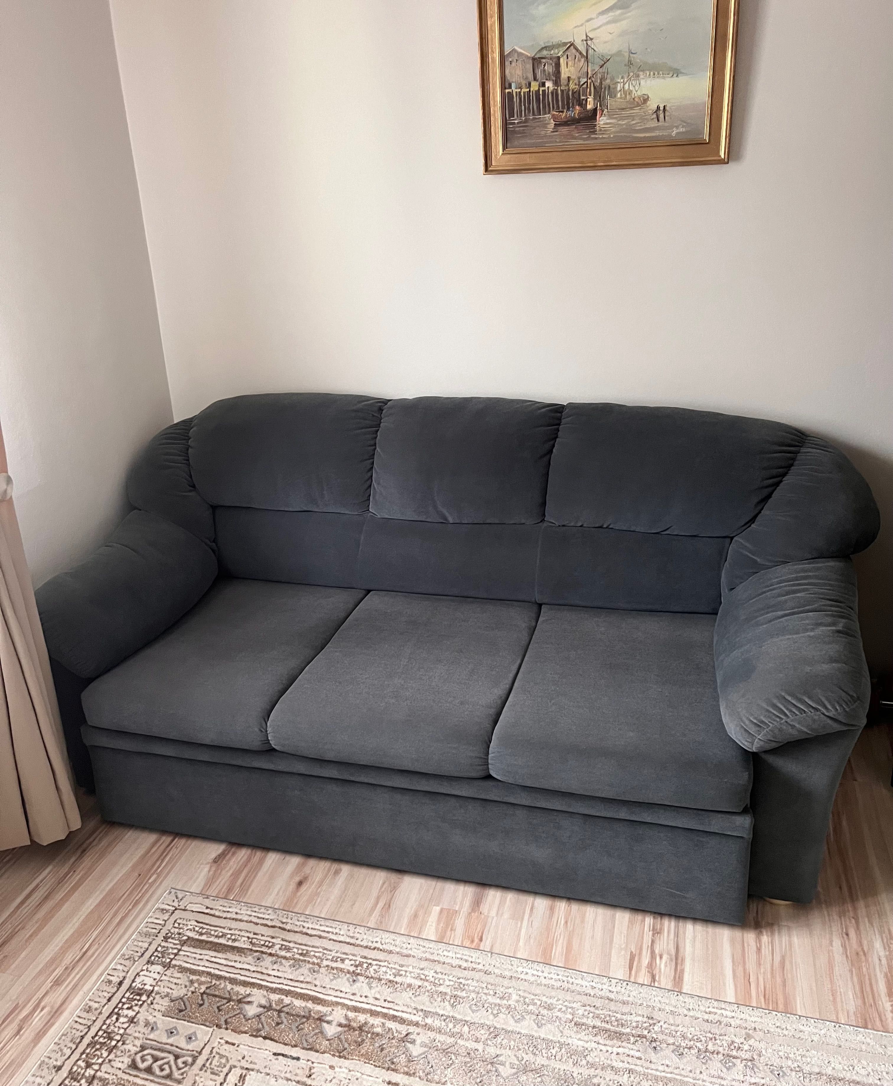 Sofa z funkcją spania stan idealny szarość grafit szerokość 2m