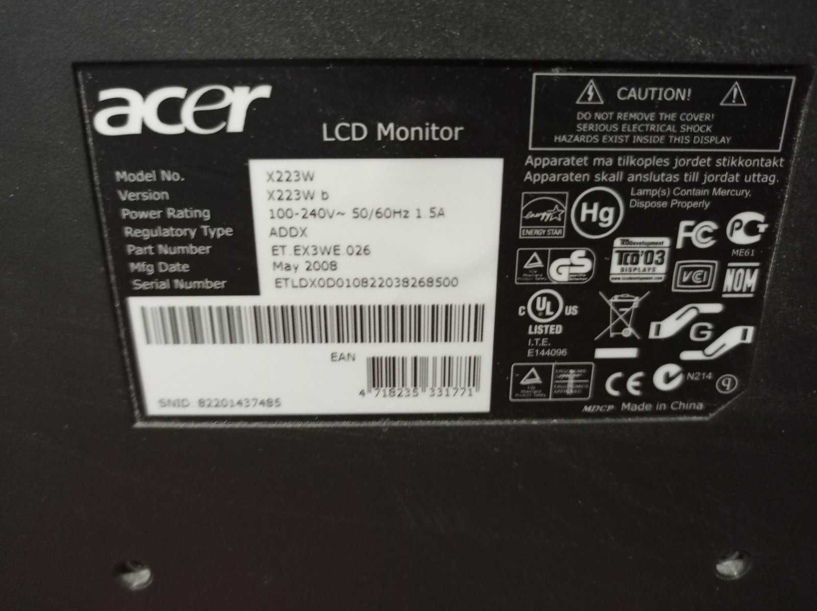 Монітор Acer 22 дюйма