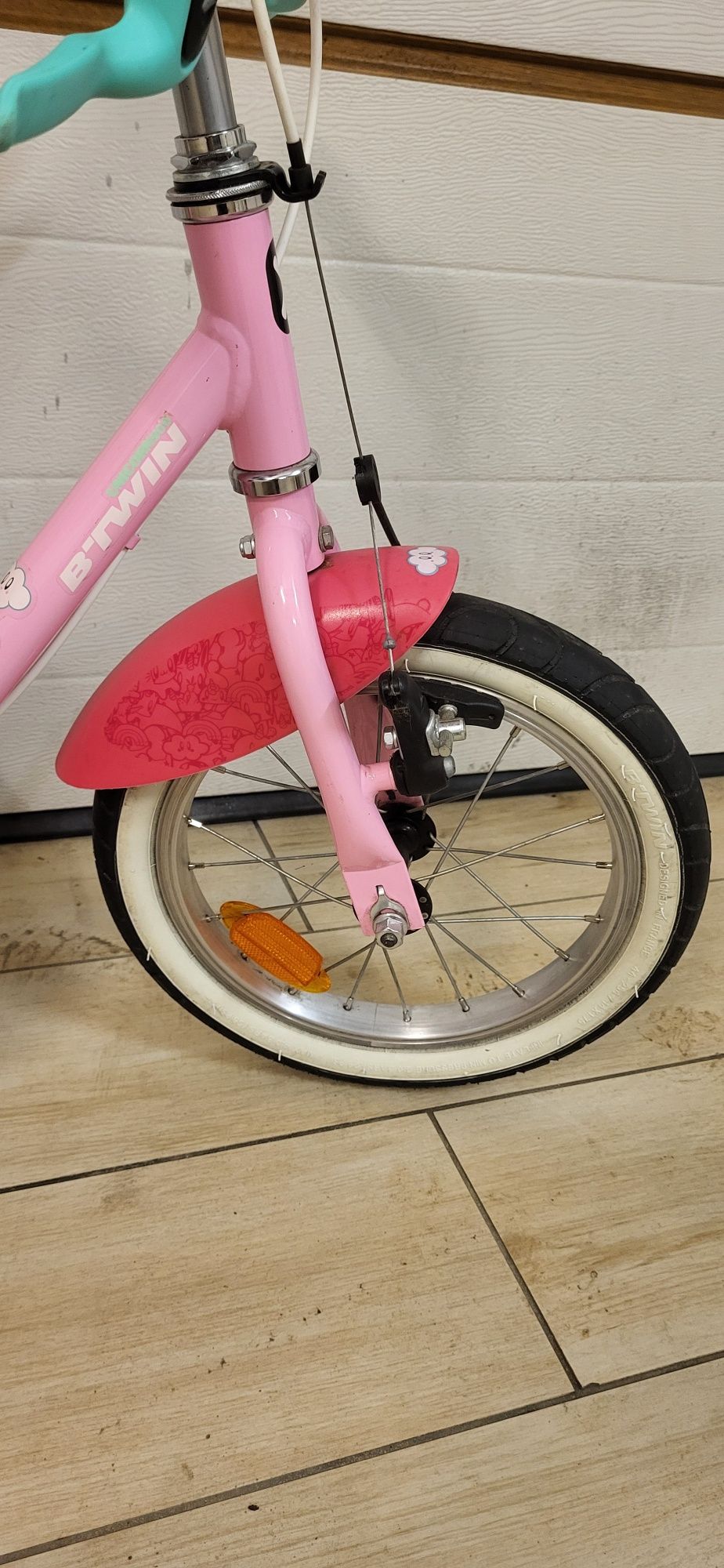Btwin jednorozec  14" rower dla dziewczynki z kolkami bocznymi