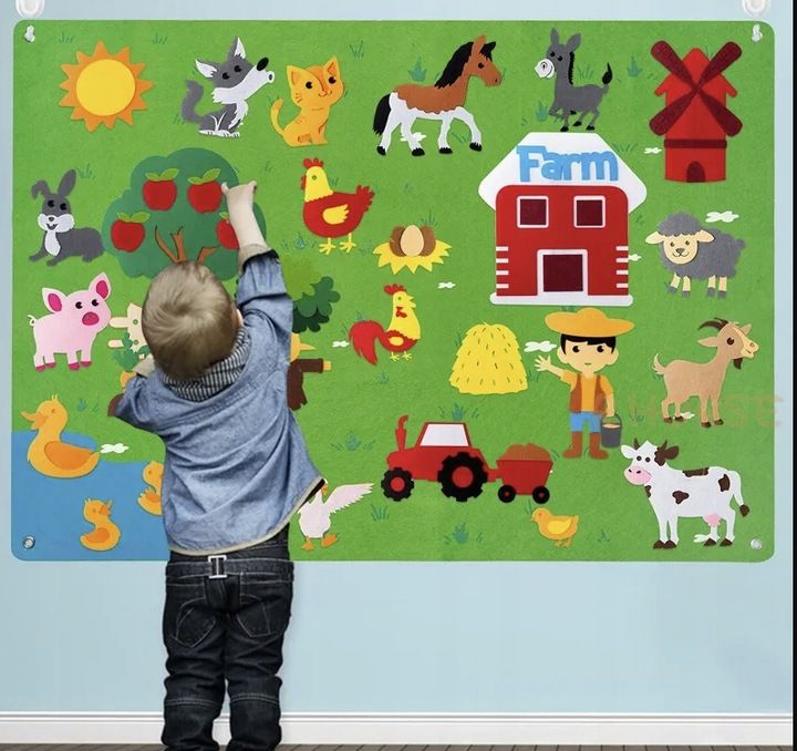 Tablica Mata Edukacyjna Z Filcu Plansza Dla Dzieci Zwierzątka Montesso