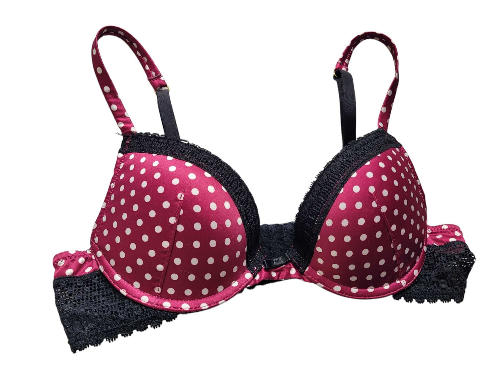 Stanik biustonosz pushup 70A H&M bielizna damska wzór w kropki