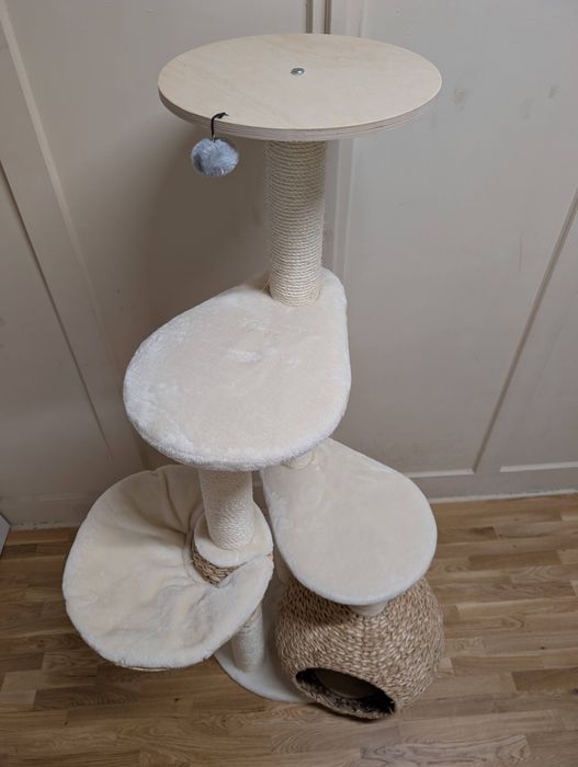 Laguna Drapak dla Kota Kremowy 83x74x160cm WYSOKI DUŻY WIKLINOWY UŻYWA