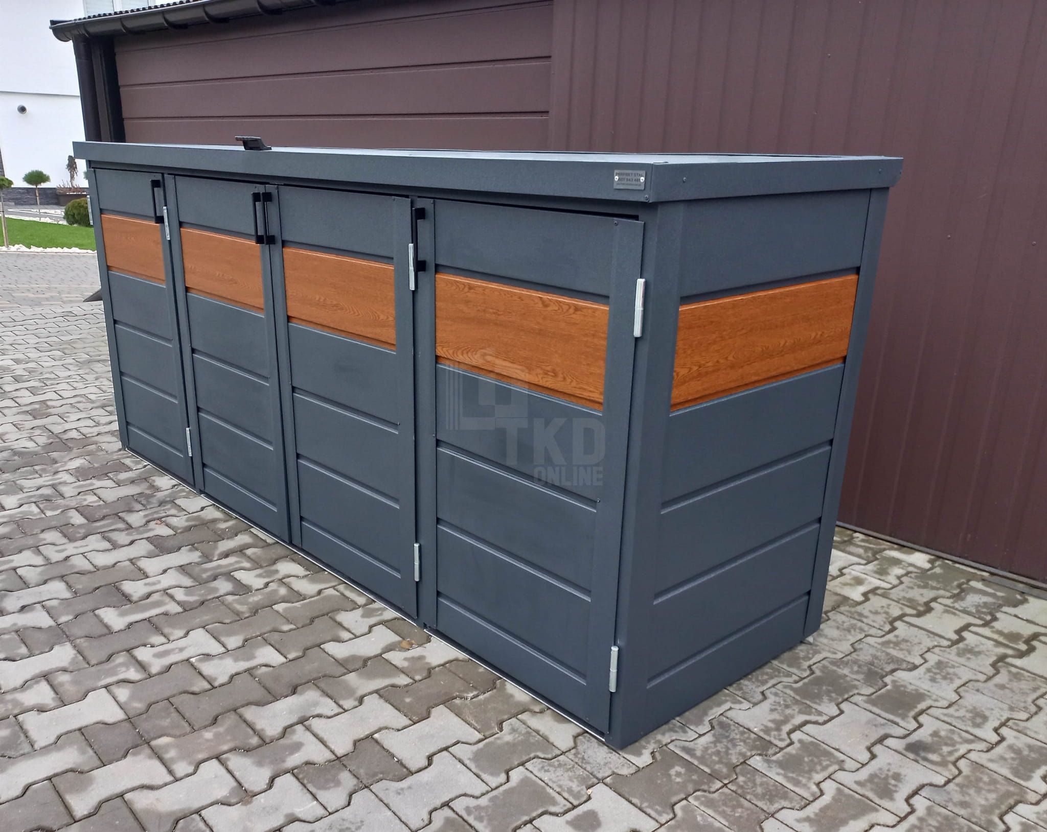 Zabudowa Koszy Na Śmieci Wiata Obudowa 275X80X120 Cm 4X240L  Tkd341