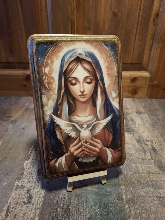 Obraz na ścianę ręcznie zdobiony na drewnie Święta Rodzina