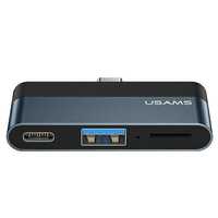 Rozdzielacz USB-C 3.0/USB-C/Micro SD, HUB Usams, Szary