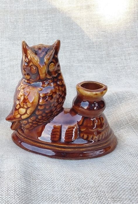 Ceramiczny świecznik sowa