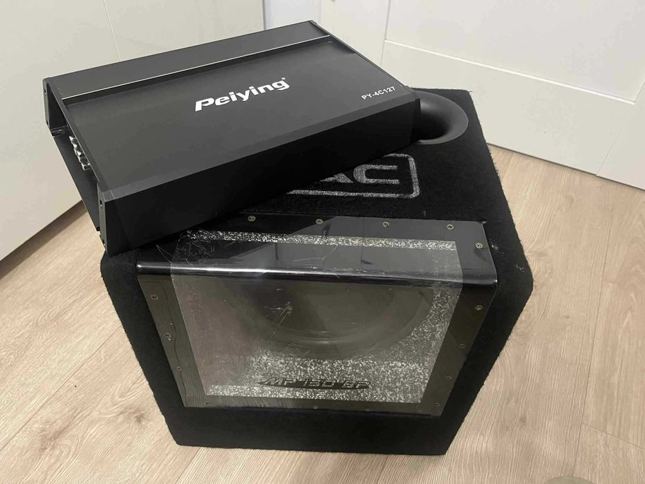 Subwoofer Skrzynia Basowa Mac Audio + Wzmacniacz Peiying