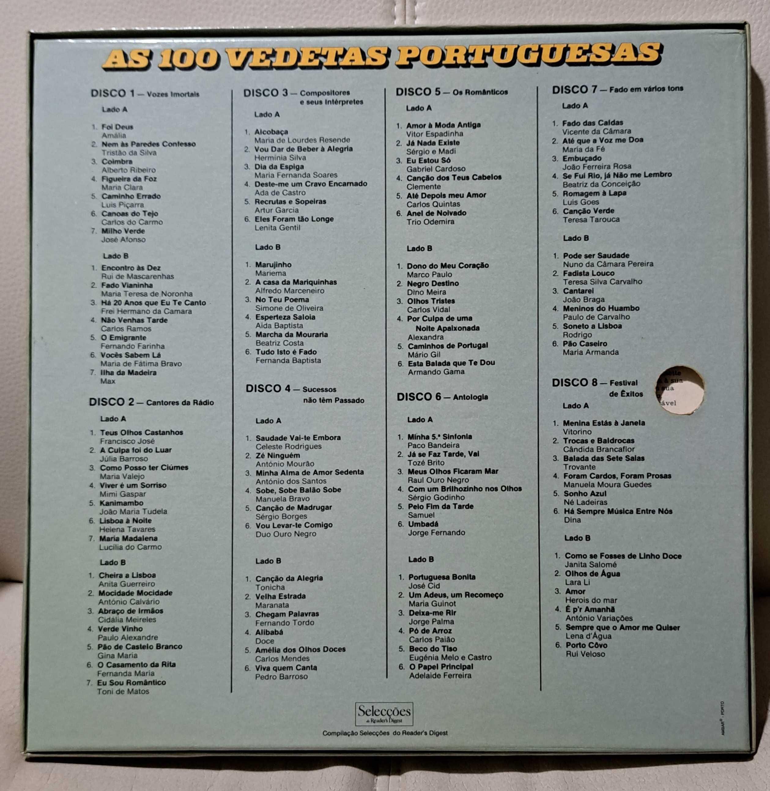 Coletânea "As 100 vedetas portuguesas", 8 discos vinil