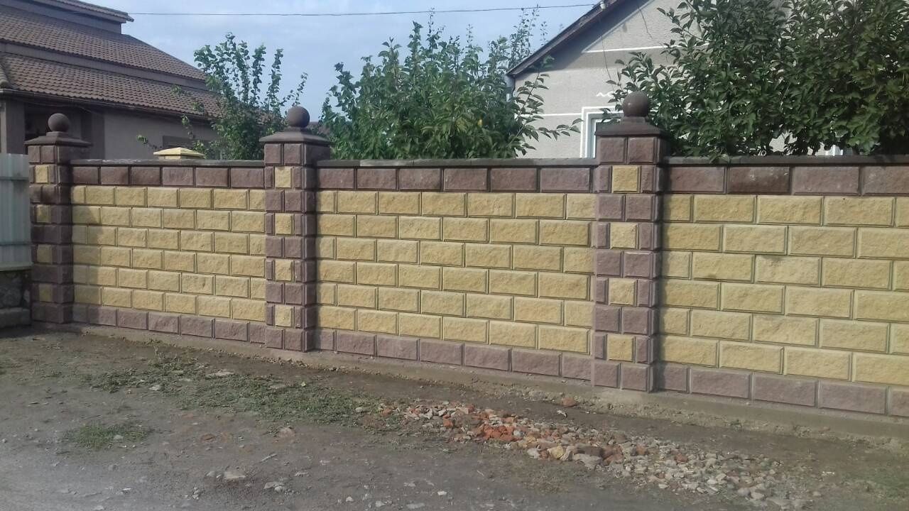 Декоративні Блоки для Парканів, Рвані,Гладкий,Одно-двухсторонні.